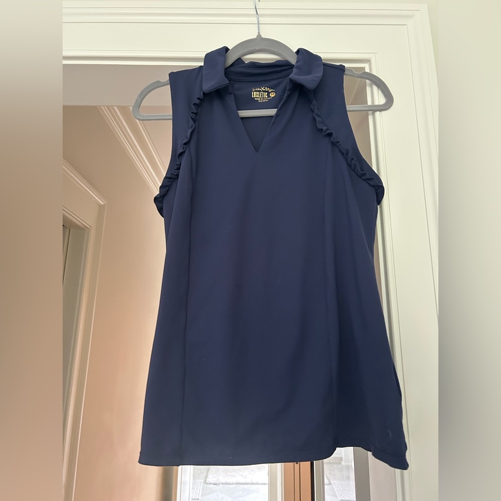 Lilly Pulitzer Navy Ruffle Tank Top